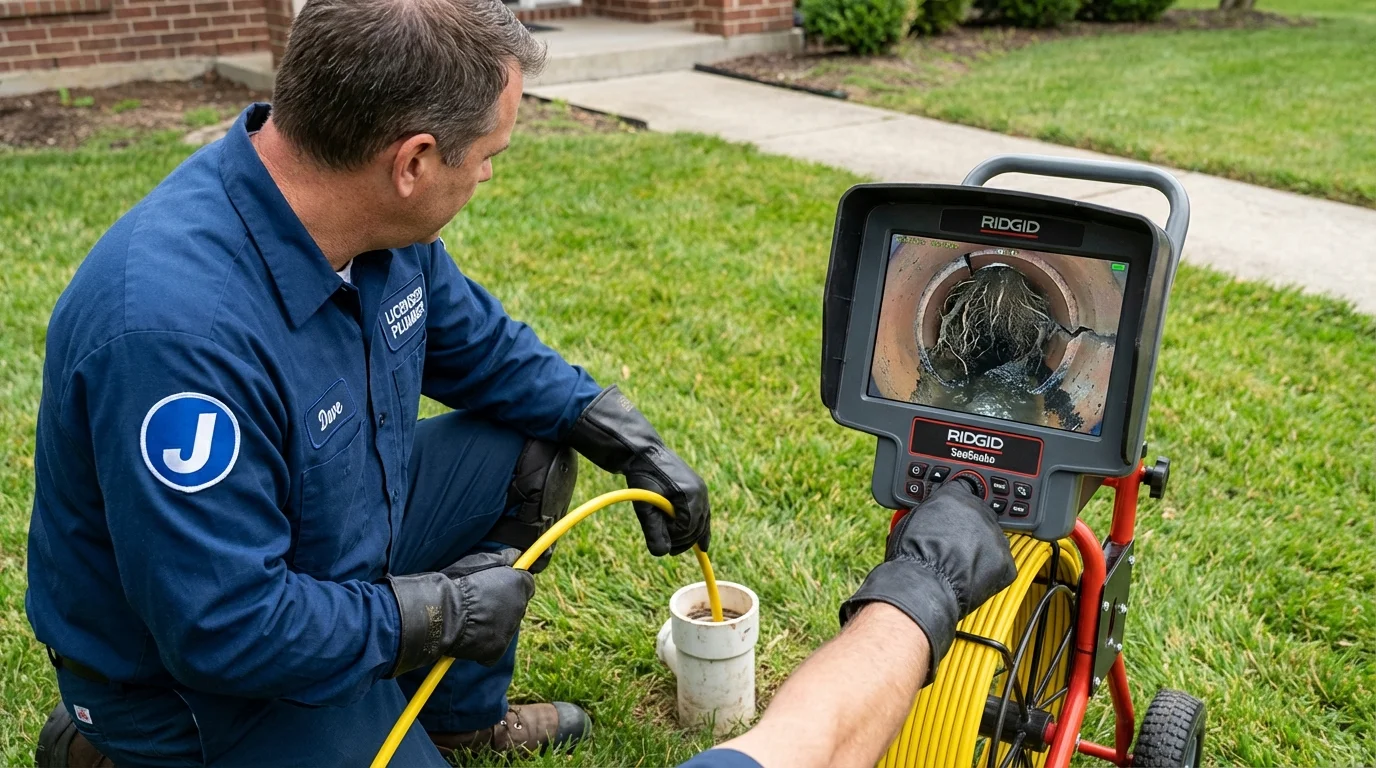 Sewer camera inspection being performed by Johns Plumbing LLC in Sturgis