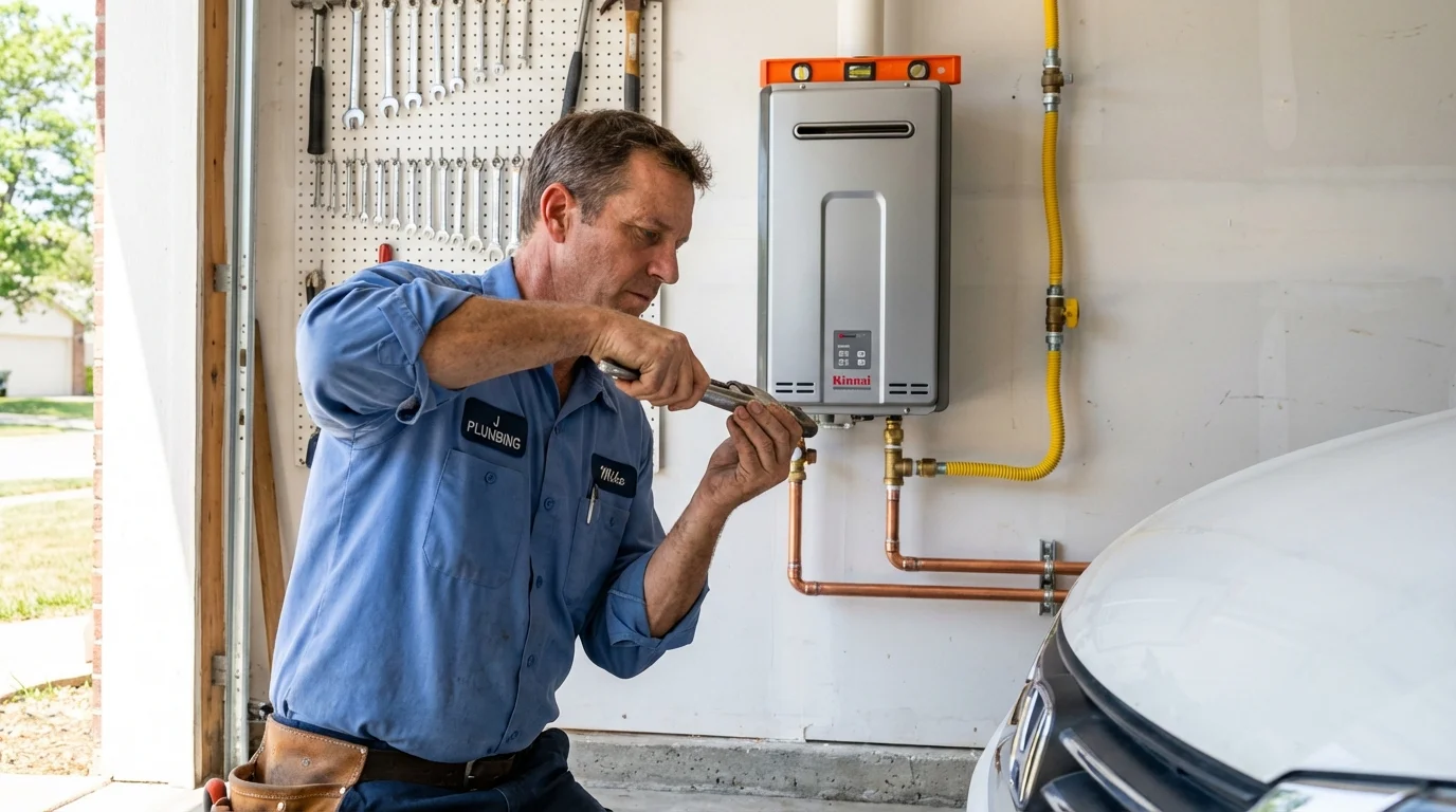 Tankless water heater installation by a Johns Plumbing LLC plumber in Sturgis
